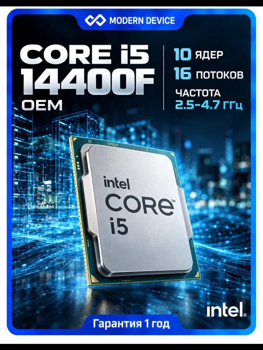 Процессор Intel Core i5-14400F, 10/16 ядер/потоки