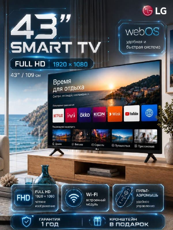 Телевизор ThinQ AL Smart TV 43" Full HD