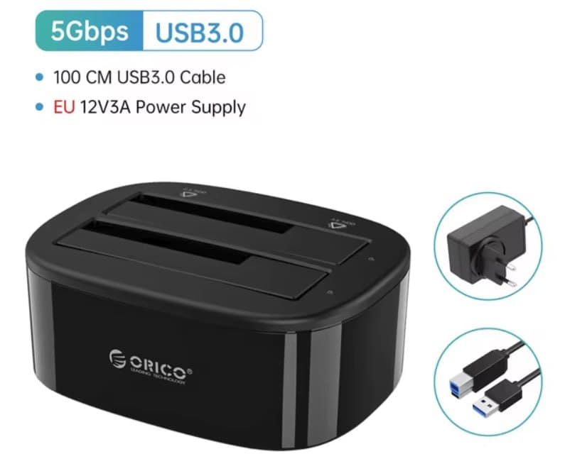 Док-станция ORICO 6228US3 для HDD/SSD (USB 3.0, SATA, 2,5"/3,5")