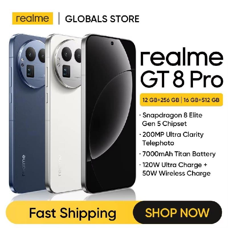 Realme GT 8 Pro: 6,79" AMOLED 144 Гц, Snapdragon 8 Elite Gen 5, 50+200+50 Мп камера, 32 Мп фронтальная камера, 12/256 или 16/512 ГБ, аккумулятор 7000 мАч