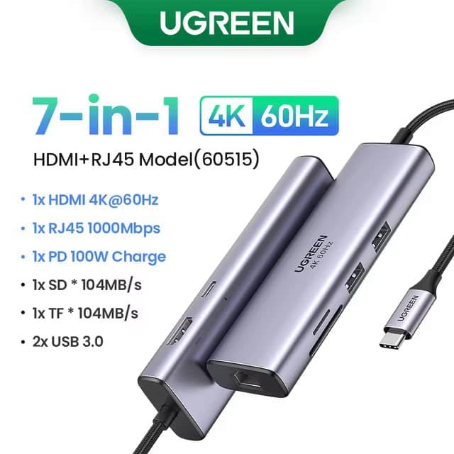 UGREEN CM512 (Type-C, 7-в-1) хаб