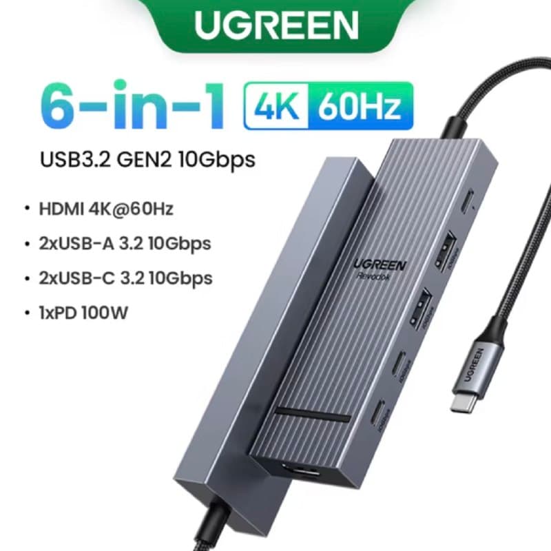 Хаб UGREEN Revodok CM818-45363, 6-in-1, HDMI 4K-60Hz