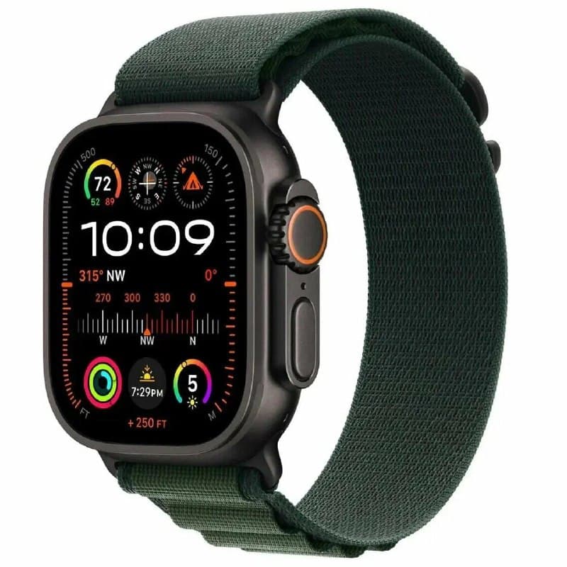 Смарт-часы Apple Watch Ultra 2 49 мм Black Titanium Case GPS, Dark Green Alpine Loop Band