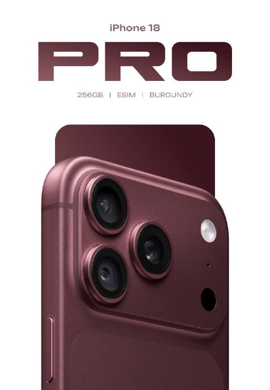 Смартфон Apple iPhone 18 Pro, 256 ГБ, бордовый